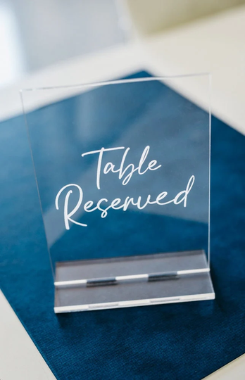 Clear Acrylic Table Reserved Signs, Engraved
