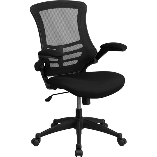 Delacora 25" Wide Mesh Mid Back Swivel Ergonomic Office Chair with - Black