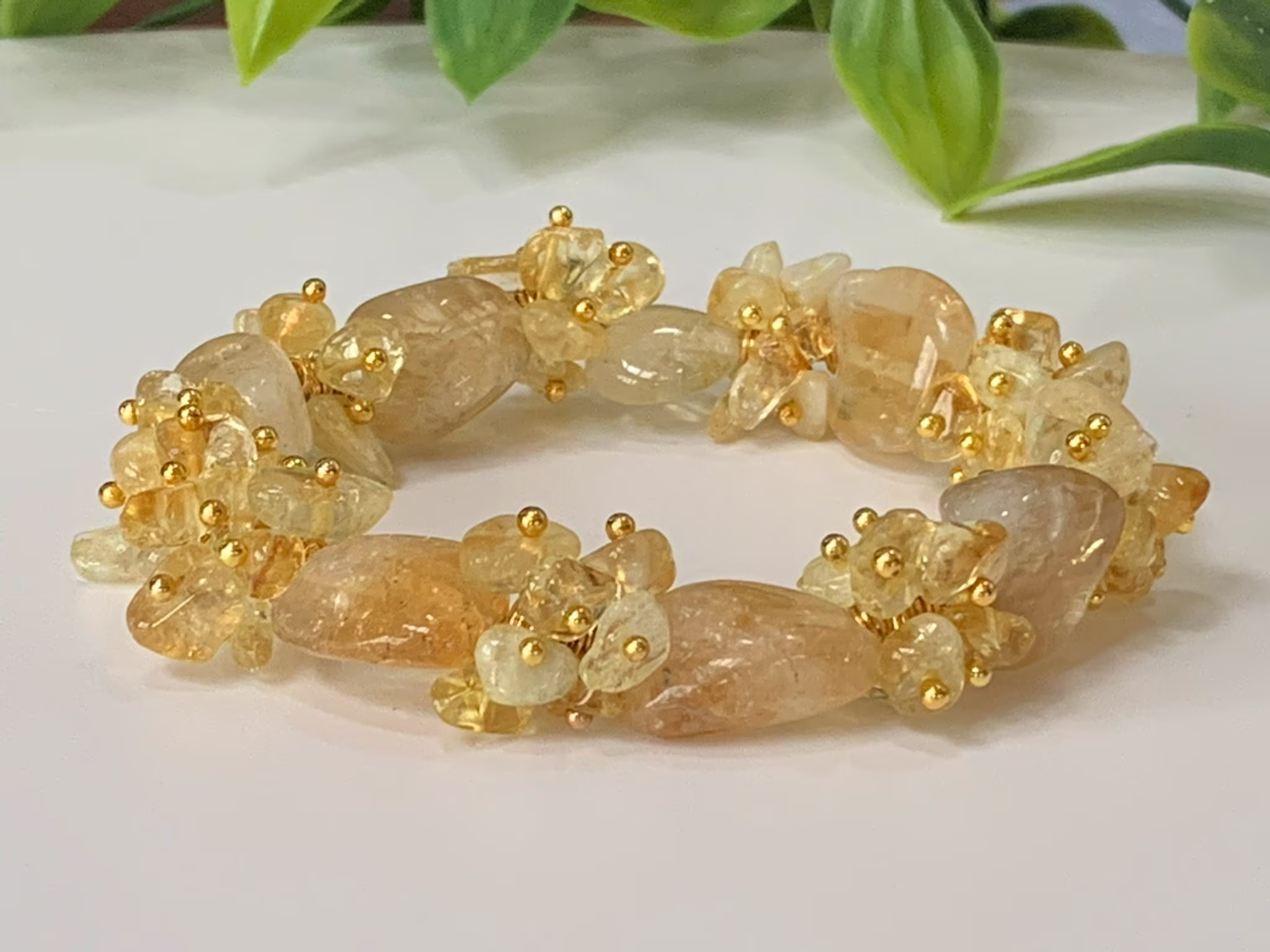Citrine Gemstone Bracelet, Natural Stretch November Birthstone, Crystal Genuine Bracelet