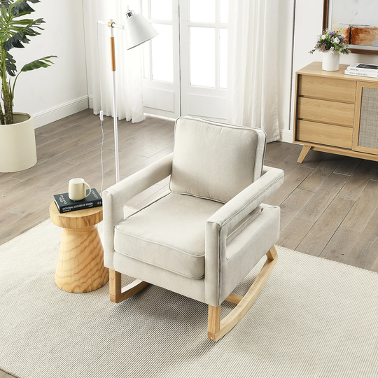 EYIW Modern Hollow Design Accent Living Room Lounge Arm Rocking Chair, ergonomic backrest Chair for living room