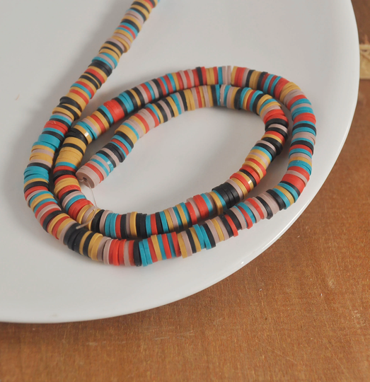 6mm Vinyl Heishi Beads, Green Mixed Color Polymer Clay Beads, African Polymer Clay Diy Making Jewelry Bead, Length 40cm6-12#
