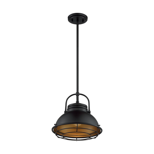 Upton 1-Light Large Pendant Fixture - Dark Bronze Finish with Gold Accents - Dark Bronze / Gold - Dark Bronze / Gold