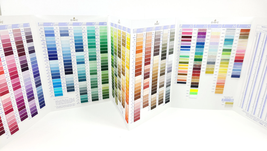 Dmc Thread Color Card - All 489 Embroidery Floss Colors + Reference To Pearl Cotton, Light Effects, Variations, Metallic