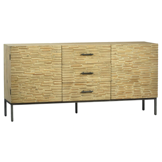 Kennedy 73-inch Reclaimed Pine and Iron 2-Door 3-Drawer Sideboard