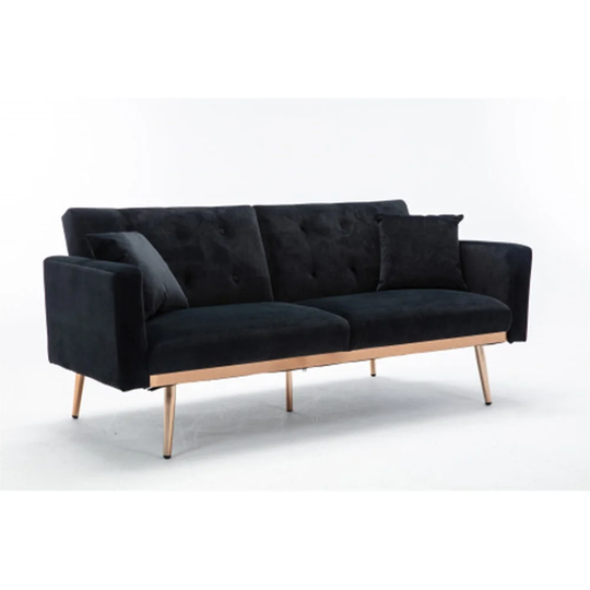 Accent Velvet Sofa Loveseat Sofa with Rose Gold Metal Feet