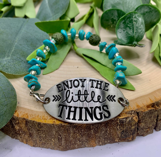 Handmade Beaded Bracelet With Inspirational Quote - Enjoy The Little Things