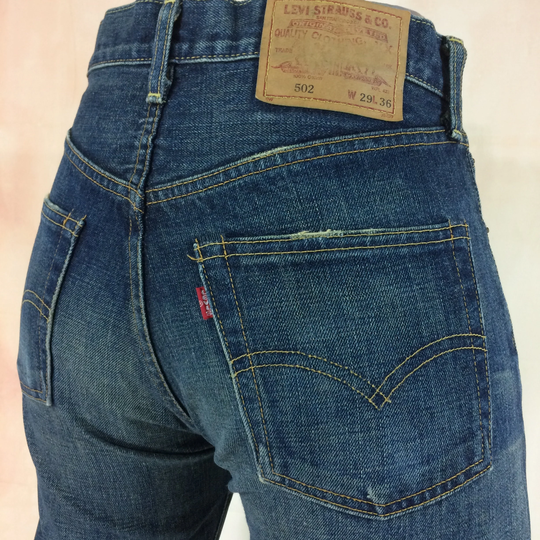 Size 29 Vintage Lvc Selvedge Redline Levis 502xx Big E Jeans High Waisted 90S Medium Wash Boyfriends Mom Made in Japan