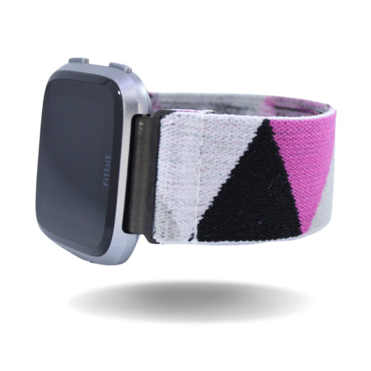 Elastic Fitbit Versa Watch Band - 1, 2, Lite -Pink Black Grey Boho Chevron Cute Comfy Gift Holiday Fall Winter Bday Uniform