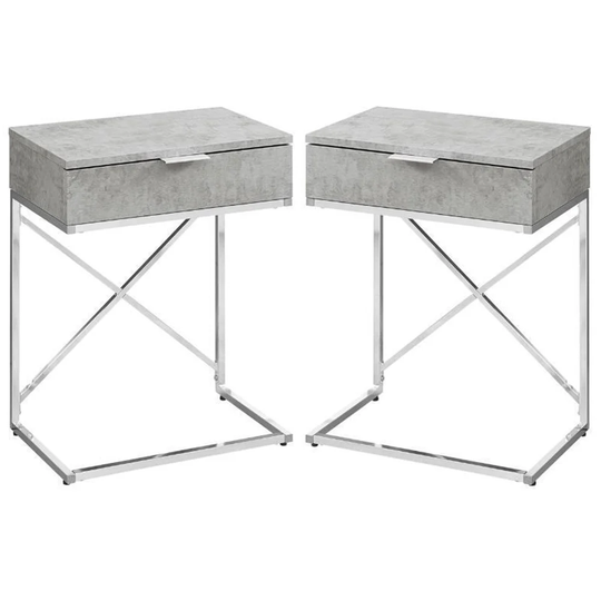 18" Accent End Table in Gray and Chrome Finish - Set of 2 - 54 x 84