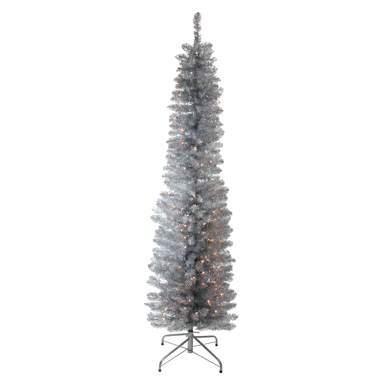6' Pre-Lit Pencil Artificial Christmas Tree - Clear Lights - 6 Foot