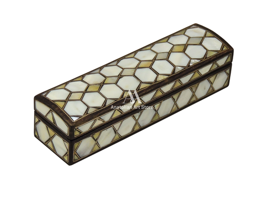 Christmas Giftpersonalized Wooden Pencil Case, Office Gift, Mother Of Pearl Personalized Gift