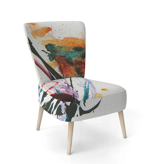 Designart 'Abstract Orange Flowers' Upholstered Traditional Accent Chair