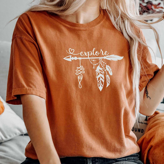 Comfort Colors Boho Shirt, Arrow Explore Top, T-Shirt, Comfy Oversized Explore, Style