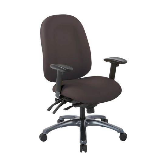 Multi-Function High-Back Office Chair with Seat Slider and Titanium Finish Base