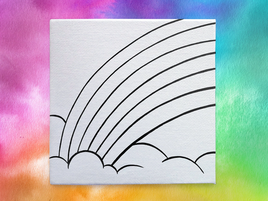Rainbow & Cloud Canvas, Simple Canvas To Paint, Diy Art Gift