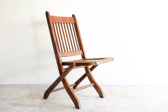 Vintage Antique Children's Wooden Deck Folding Chair Or Theater