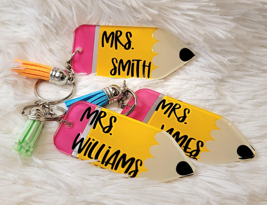 Custom Teacher Pencil Keychain
