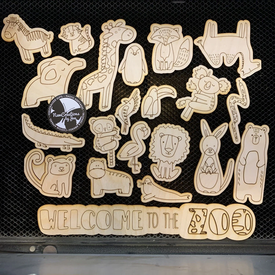 Welcome To The Zoo Wood Coloring Or Painting Set - Kid Art Kit