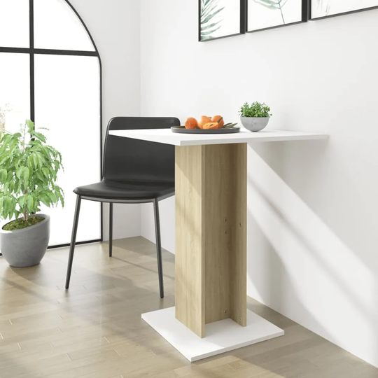 Bistro Table White and Sonoma Oak 23.6"x23.6"x29.5" Engineered Wood