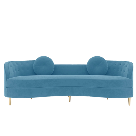 Luxury 98.43" Vertical Channel Tufted Curved Performance Velvet Sofa