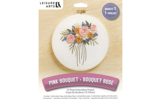 Leisure Arts Embroidery 6" Kit | Pink Bouquet