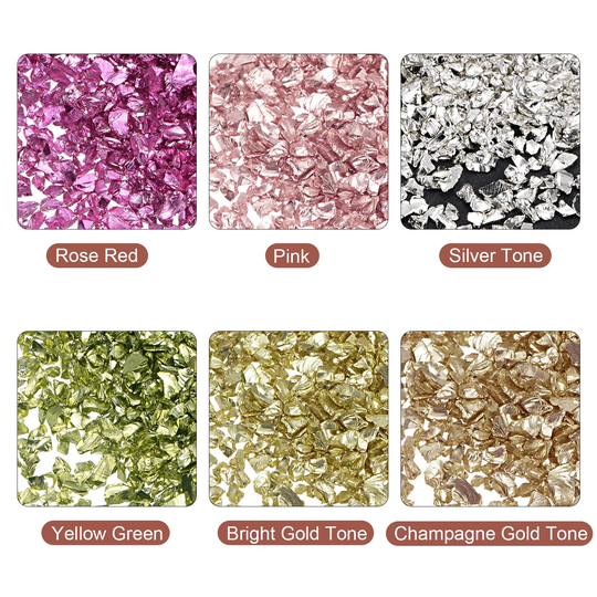 6 Colors Crushed Glass Chips 1-4mm Irregular 28g