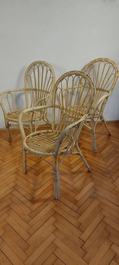 1 Of 3 Vintage Rattan Boho Outdoor Chair/Patio Balcony Bamboo Funiture/ 1980/ Ratan Shell