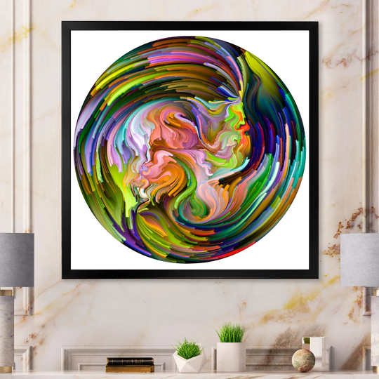 Designart 'Circle Colorful Liquid Color II' Modern Framed artwork