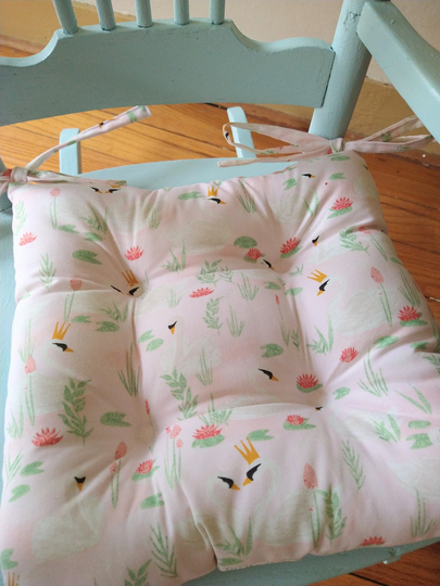 Swan Seat Cushion, Tufted Chair Pad, Pale Pink, Rocking Chair, Custom Seating, Baby Nursery, Gift, Highchair