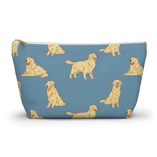 Golden Retriever Pouch, Pencil Case, Dog Custom Teacher Bridesmaid Cosmetic Bag, Mom Zipper Makeup Accessory Pouch