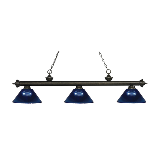 Avery Home Lighting Riviera Matte Black 3-light Island/Billiard Dark Blue-finished Light - Matte Black