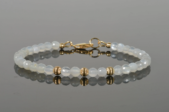 Moonstone Bracelet, Dainty White Delicate Genuine Bracelet
