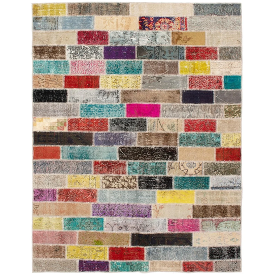 ECARPETGALLERY Hand-knotted Color Transition Patchwork Multi Wool Rug - 5'5 x 7'7