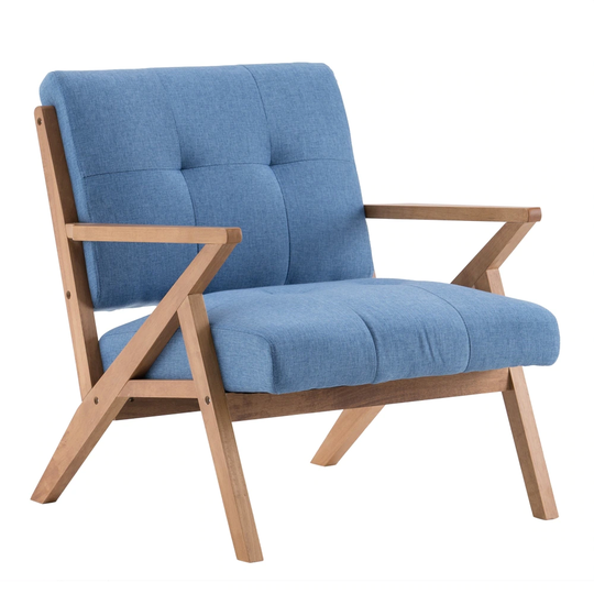 Mid-Century Accent Chair Retro Modern Upholstered Wooden Lounge Chair