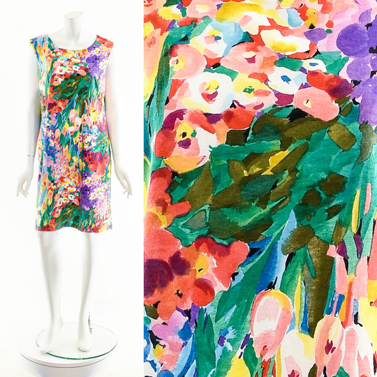 Rainbow Monet Dress, Water Lillies Shift Dress, Watercolor Floral Pencil Dress, Wearable Art Print Dress, Impressionist Painting Dress, Bright
