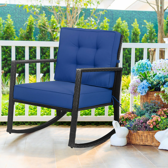 Gymax Outdoor Wicker Rocking Chair Patio Lawn Rattan Single Chair - See Details