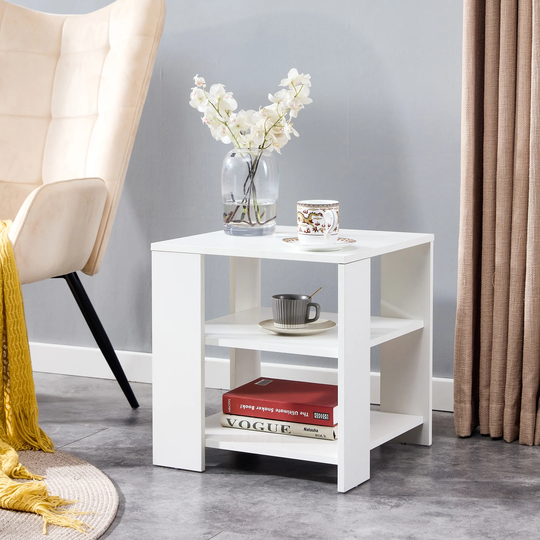Square End Table with Shelves
