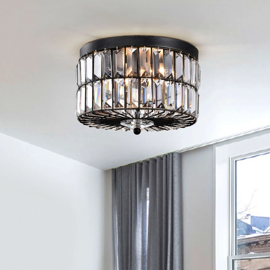 Justina 2-Light Antique Black Glass Prism Flush Mount