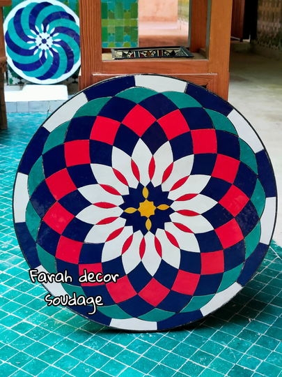 Handmade Coffee Mosaic Table For Outdoor & Indoor Mediterranean Living, Table, Bistro Art Mid Century