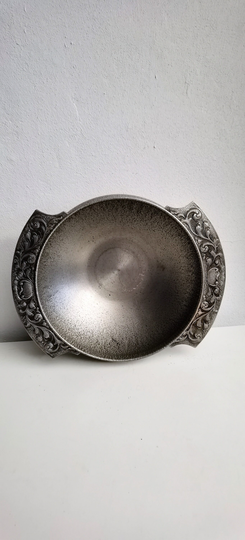 Vintage Norwegian Pewter Bowl Norway Eik Tinn Acanthus Rosemaling Viking Floral Folk Art Table Centerpiece Scandinavian Design