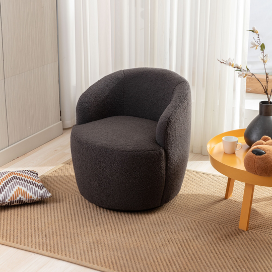 Swivel Accent Armchair Barrel Chair, Teddy Fabric Leisure Arm Chair for Nursery, Hotel, Bedroom, Office