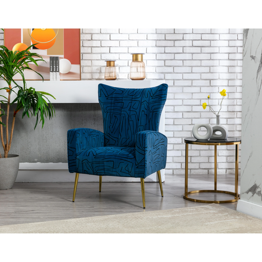 Accent Chair Leisure Single Pattern Arm Chair with Rose Golden Feet