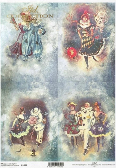 Rice Paper For Decoupage, Fantasy Carnival, Decorative Mulberry, Scrapbooking, Card Making, 1 A4 Sheet, R1651