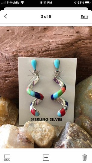 Colorful Earrings/ Multi Color Inlay/Multi Earrings/Drops Earrings/Inlay/Colorful Inlay/Silver Earrings