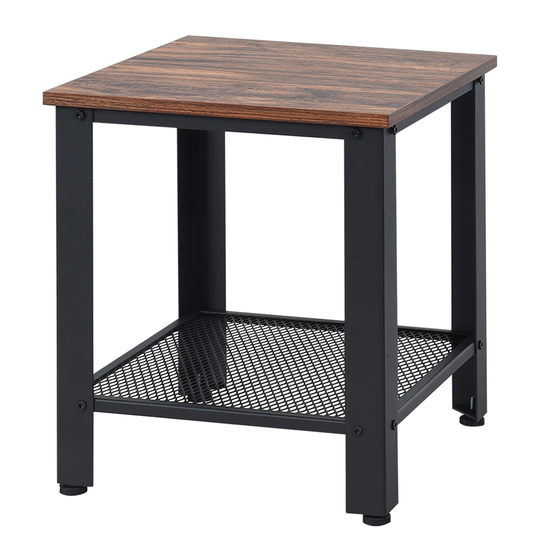 2-Tier Nightstand Side Table Rustic Sofa Table