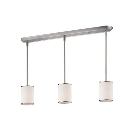 Avery Home Lighting Brushed Nickel with White Shade - Steel 3-light Island/Billiard Light - Brushed Nickel/White