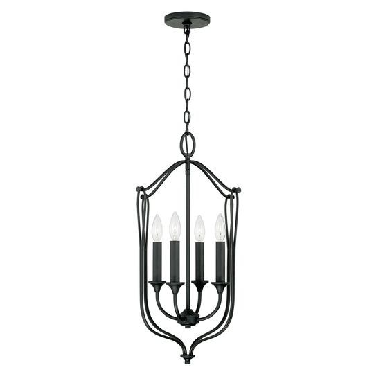 Bentley 14.75" 4-light Black Iron Foyer Pendant