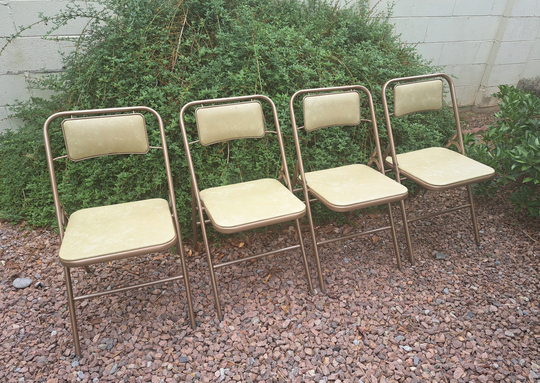 Mid Century Samsonite Set Of 4 Metal Folding Chairs