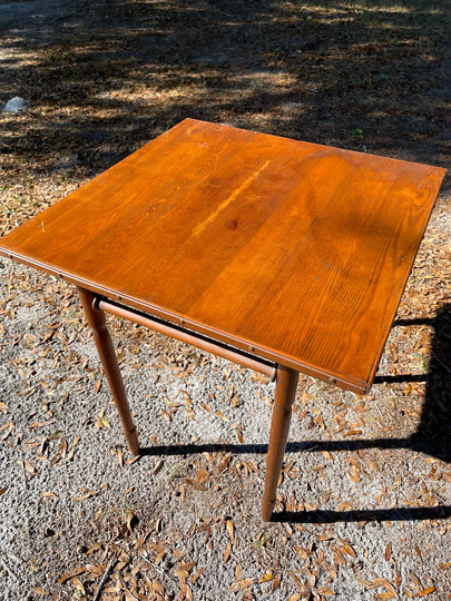 Vintage Folding Table, Vintage Wood Solid Tiny House Man Cave, Card Game, Game Picnic, 1930's