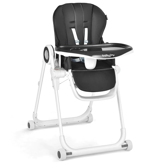 Babyjoy Baby High Chair Foldable Feeding Chair w/ 4 Lockable Wheels - 30'' x 23'' x 41.5''